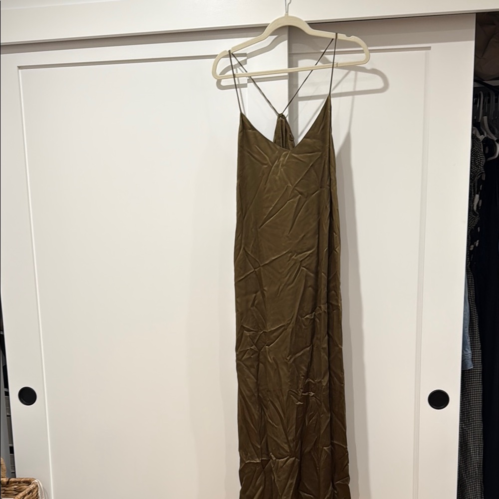 Whimsy + Row Green Maxi Slip Dress for Wedding Guest